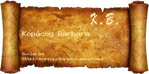 Kopácsy Barbara névjegykártya